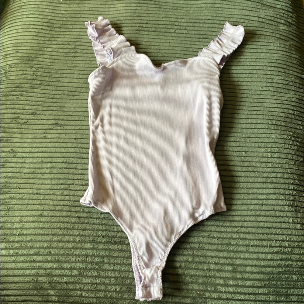 Blue Rain by Francesca’s Ruffled Lilac One Piece Bodysuit Size XL Purple